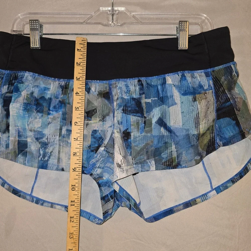 Lululemon Speed Up Short 8 Women Blue Black Abstract Print Running Athletic 2.5